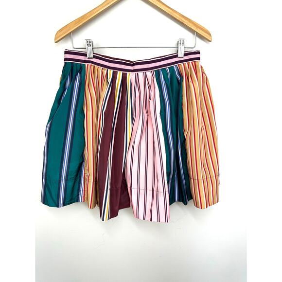 Anthropologie Maeve Striped Taffeta A-Line Mini Skirt Size 10 Academia Coquette - Picture 9 of 15